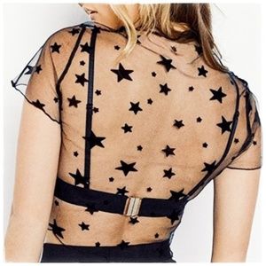 COPY - ★ BACK IN STOCK ⭐ sheer star crop⭐★🖤